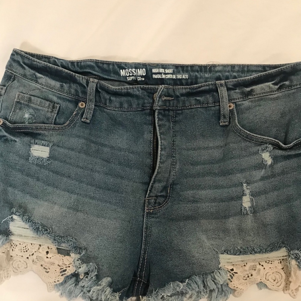Mossimo  denim shorts with crochet lace accent